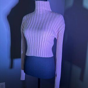 Pink Springtime Cropped Turtleneck Sweater